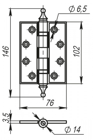 ПЕТЛЯ ARMADILLO (АРМАДИЛЛО) УНИВЕРСАЛЬНАЯ CASTILLO CL 500-A4 102x76x3,5 AS АНТИЧНОЕ СЕРЕБРО